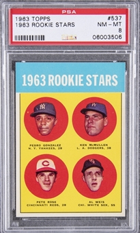 1963 Topps #537 Pete Rose Rookie Card – PSA NM-MT 8